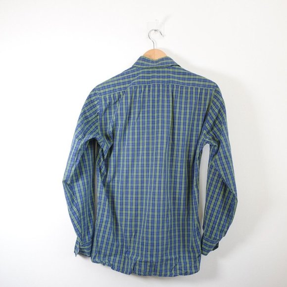 Blue‎ Mens Shirt Size Large Plaid Button Down Madras Workcore HS TAILORS SONS - Picture 6 of 7
